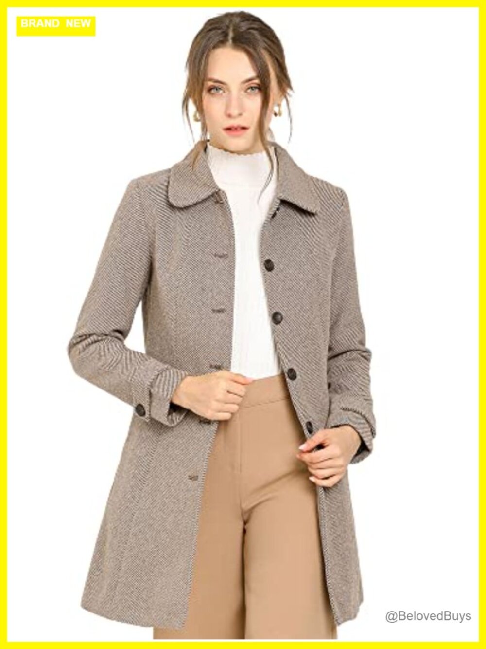 Peter Pan Collar Single Breasted Long Overcoat Midi Winter Coat